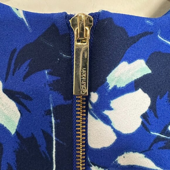 Calvin Klein Sheath Dress Size 6 Floral Blue Career Work Office Professional - Picture 6 of 7